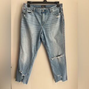 Abercrombie & Fitch Annie High Rise Girlfriend Destroyed Crop Women Jeans Sz 32